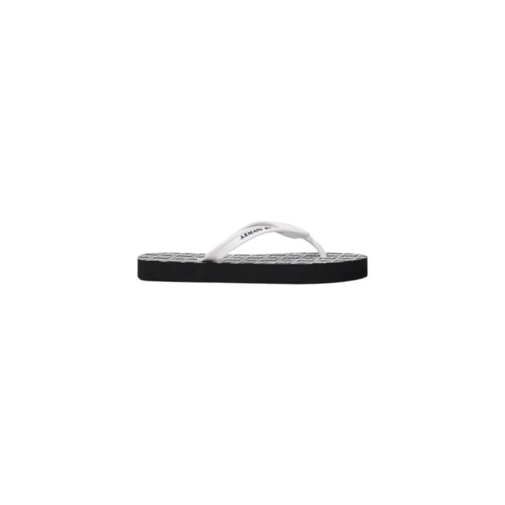 Armani Exchange Black And White Rubber Flip-Flop Women's Sandals